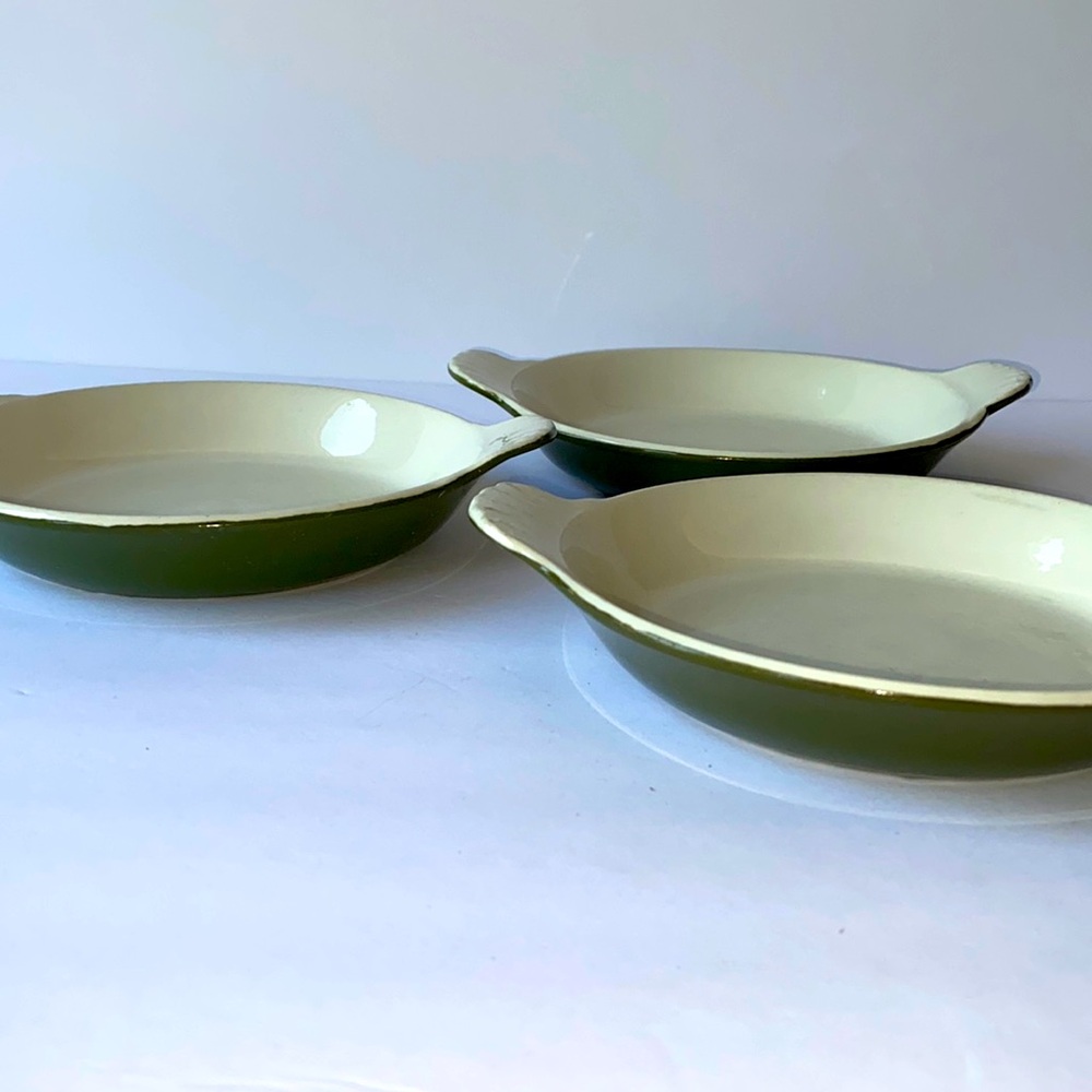 Vintage, Hall #434 Au Gratin Casserole round  Baking dish in Forest Green (3)